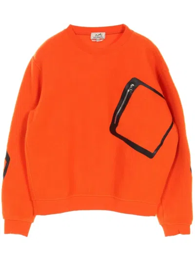 Pre-owned Hermes 2010s Zip-pocket Sweater In Orange