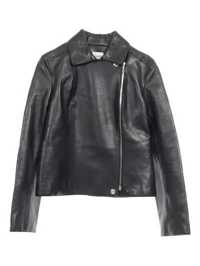 Pre-owned Hermes 2010s Zip-up Leather Riders Jacket In Black