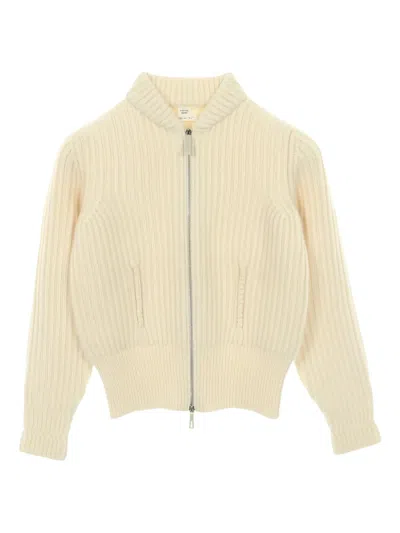 Pre-owned Hermes 2010s Zip-up Cashmere Cardigan In Neutral