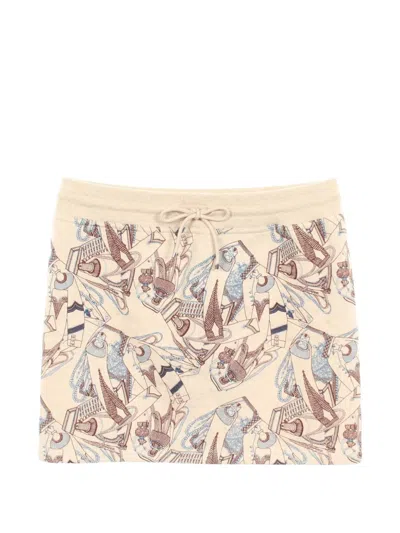 Pre-owned Hermes 2010s Zouaves Et Dragons Finesse Skirt In Neutrals