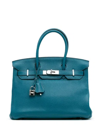 Pre-owned Hermes 2011-2013 Togo Birkin Retourne 30 Handbag In Blue