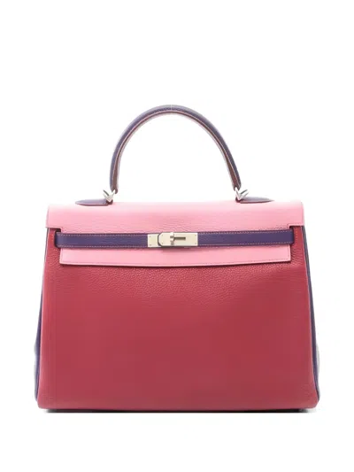 Pre-owned Hermes 2011 35 Kelly Ruby Cassis Togo Tote Bag In Pink