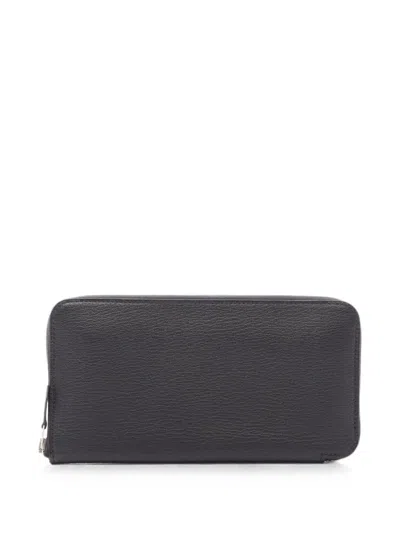 Pre-owned Hermes 2011 Azap Long Chevre Leather Wallet In Black