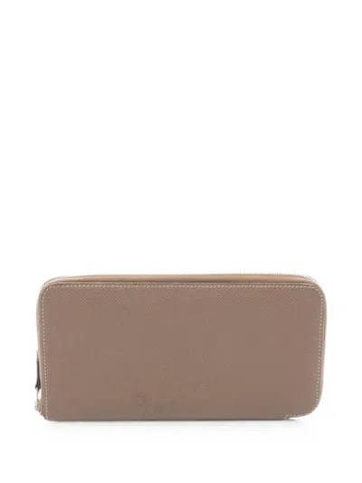 Pre-owned Hermes 2011 Azap Long Zip-up Wallet In Neutral