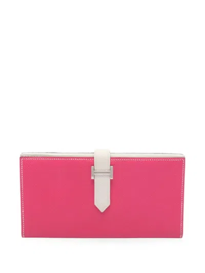 Pre-owned Hermes 2011 Béarn Soufflé Wallet In Pink