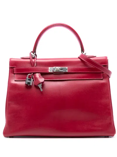 Pre-owned Hermes 2011 Box Calf Verso Kelly Ii Retourne 35 Satchel In Pink