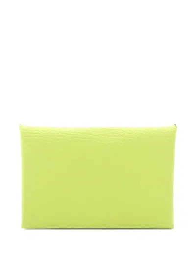 Pre-owned Hermes 2011 Calvi Wallet In Green