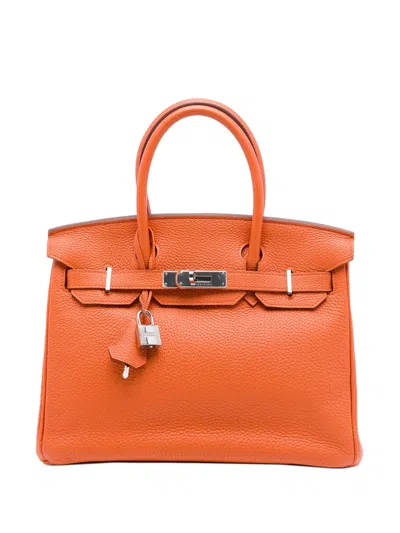 Pre-owned Hermes 2011 Clemence Birkin Retourne 30 Handbag In Orange