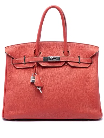 Pre-owned Hermes 2011 Clemence Birkin Retourne 35 Handbag In Red