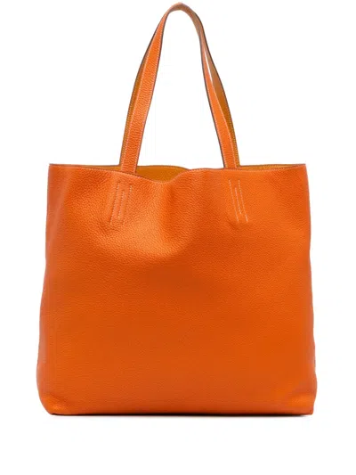 Pre-owned Hermes 2011 Clemence Double Sens 36 Tote Bag In Orange