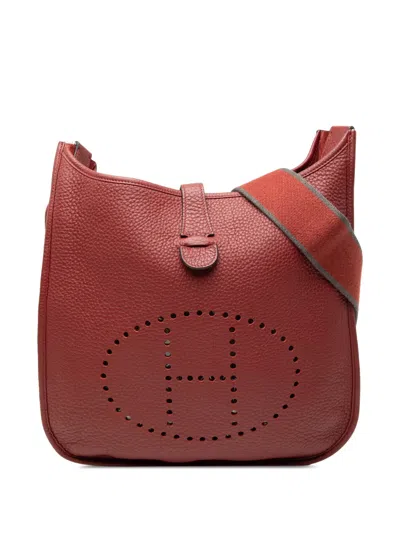Pre-owned Hermes 2011 Clemence Evelyne Iii 29 Crossbody Bag In Red