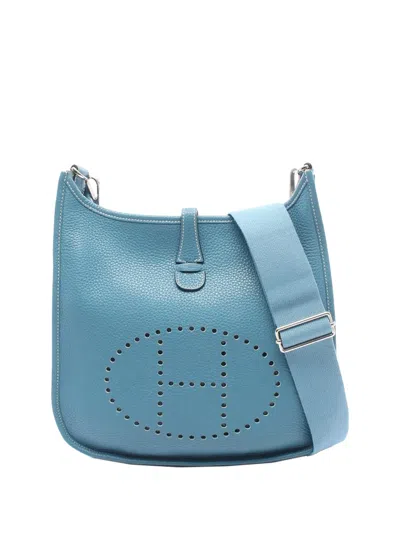 Pre-owned Hermes 2011 Clemence Evelyne Pm Crossbody Bag In Blue