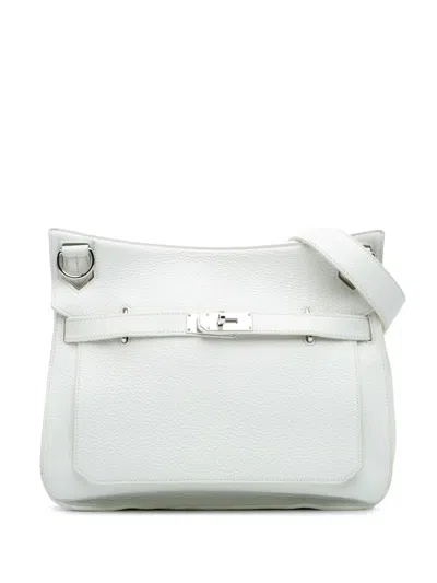 Pre-owned Hermes 2011 Clemence Jypsiere 34 Crossbody Bag In White
