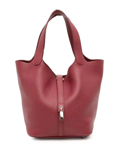 Pre-owned Hermes 2011 Clemence Picotin Lock 22 Handbag In Red