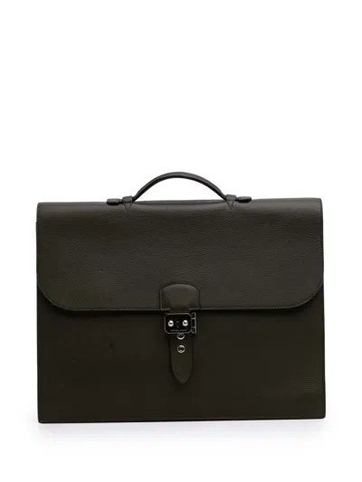 Pre-owned Hermes 2011 Clemence Sac A Depeches 38 Business Bag In Brown