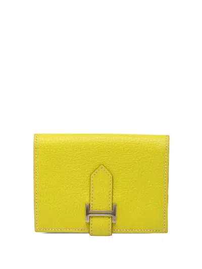Pre-owned Hermes 2011 Epsom Bearn Case Card Holder In Yellow