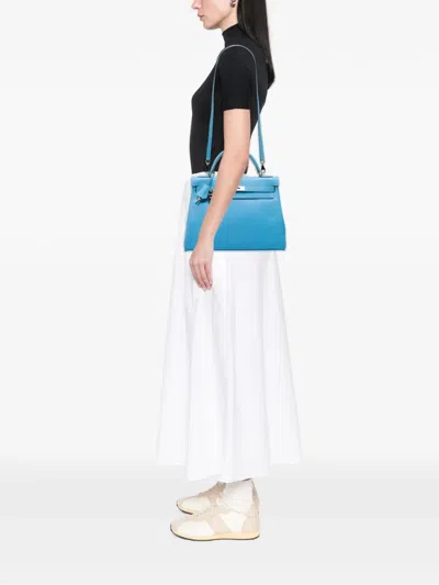 Pre-owned Hermes 2011 Epsom Candy Verso Kelly Ii Retourne 32 Satchel In Blue