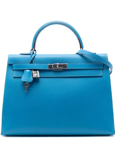 Pre-owned Hermes 2011 Epsom Kelly Ii Retourne 35 Satchel In Blue