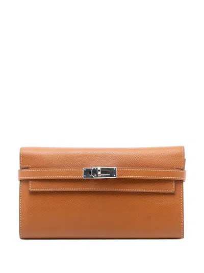 Pre-owned Hermes 2011 Epsom Kelly Longue Wallet Long Wallets In Brown