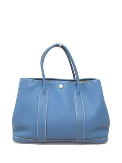 Pre-owned Hermes 2011 Garden Party Handbag In Blue