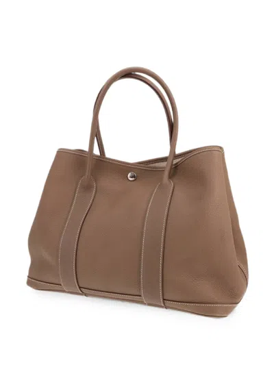 Pre-owned Hermes 2011 Garden Party Togo Tote Bag In Brown
