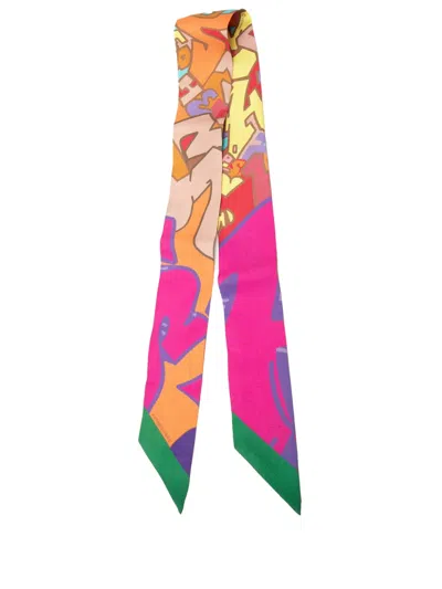 Pre-owned Hermes 2011 Graff Graffiti Silk Twilly Scarf Scarves In Pink