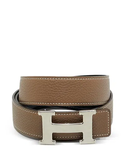 Pre-owned Hermes 2011 H Buckle Reversible Belt In Brown