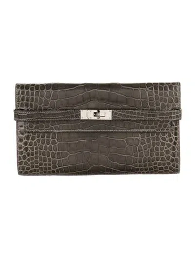 Pre-owned Hermes 2011 Kelly Classic Wallet In Gray