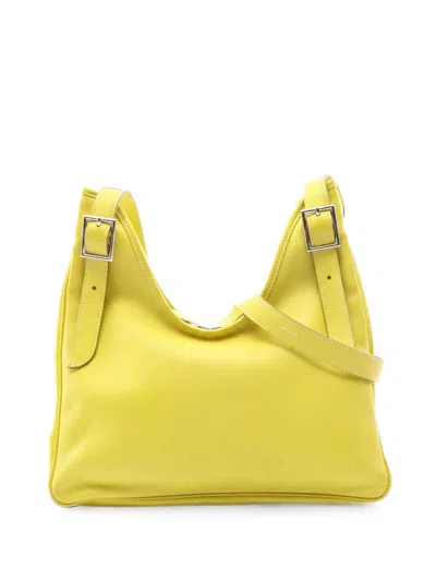 Pre-owned Hermes 2011 Masai Cut 32 Leather Shoulder Bag In Yellow