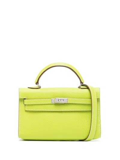 Pre-owned Hermes 2011  Mini Kelly Cut Two-way Bag In Green