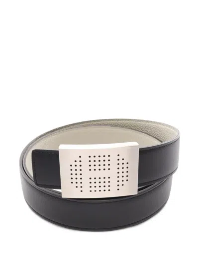 Pre-owned Hermes 2011 Reversible Leather Belt In Black