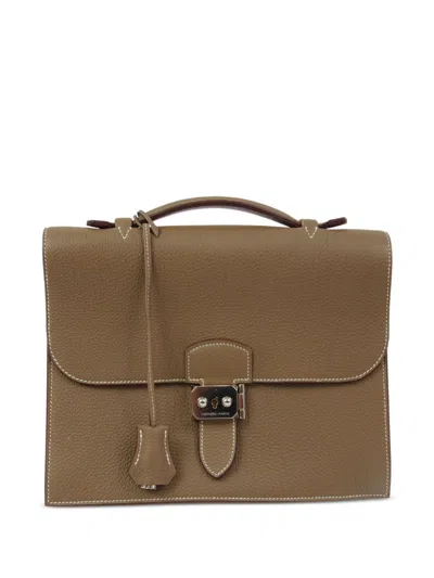 Pre-owned Hermes 2011 Sac A Depeches 27 Briefcase In Brown