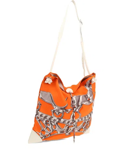 Pre-owned Hermes 2011 Silk City Shoulder Bag In Orange