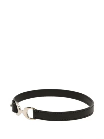 Pre-owned Hermes 2011 Swift Palladium Plated Pavane Double Tour Bracelet Costume Bracelet In Black