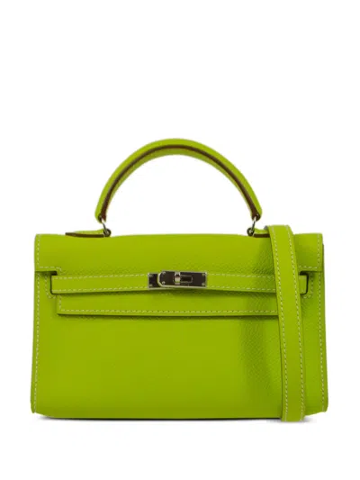 Pre-owned Hermes 2011 Tiny Kelly Two-way Handbag In Green