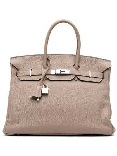 Pre-owned Hermes 2011 Togo Birkin Retourne 35 Handbag In Brown