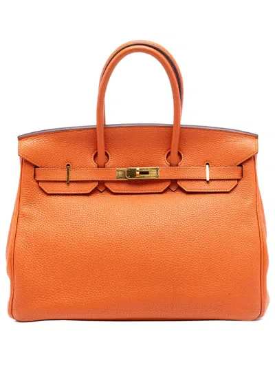 Pre-owned Hermes 2011 Togo Birkin Retourne 35 Handbag In Orange