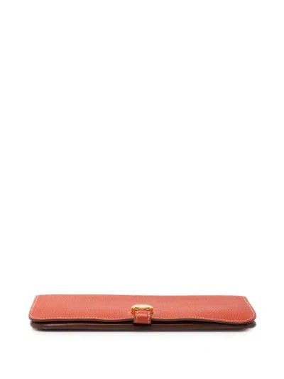 Pre-owned Hermes 2011 Togo Dogon Duo Wallet Gm Long Wallets In Orange