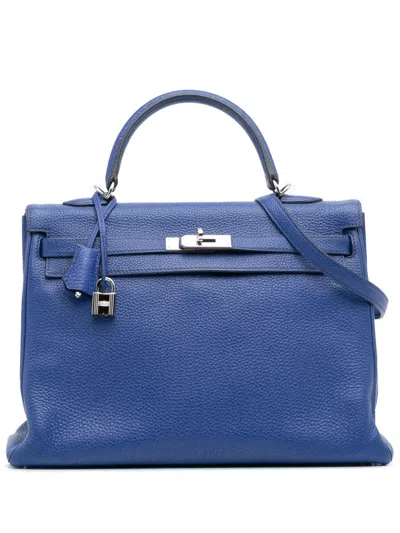 Pre-owned Hermes 2011 Togo Kelly Ii Retourne 32 Satchel In Blue