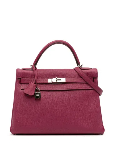 Pre-owned Hermes 2011 Togo Kelly Ii Retourne 32 Satchel In Purple