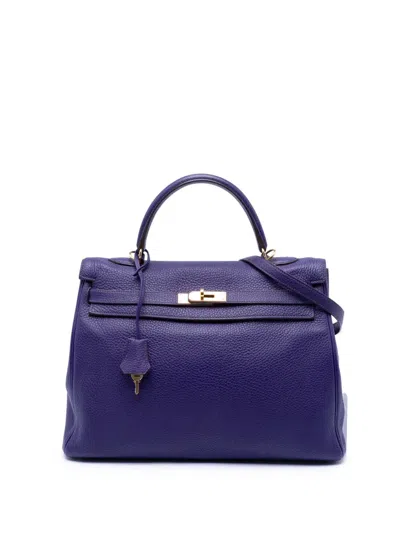 Pre-owned Hermes 2011 Togo Kelly Ii Retourne 35 Satchel In Purple