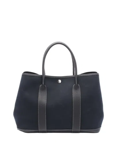 Pre-owned Hermes 2011 Toile And Negonda Garden Party 36 Tote Bag In Blue