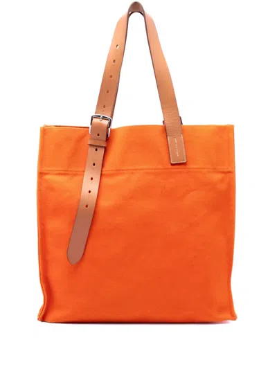 Pre-owned Hermes 2011 Toile Etriviere Shopping Tote Bag In Orange