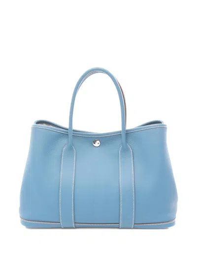 Pre-owned Hermes 2011 Tpm Garden Party Tote Bag In Blue