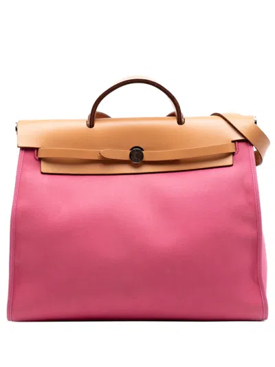 Pre-owned Hermes 2011-2013 Toile Herbag Zip 39 Satchel In Brown