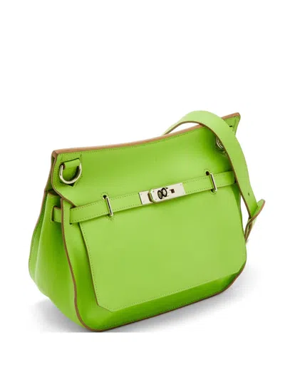 Pre-owned Hermes 2012 28 Jypsiere Leather Shoulder Bag In Green