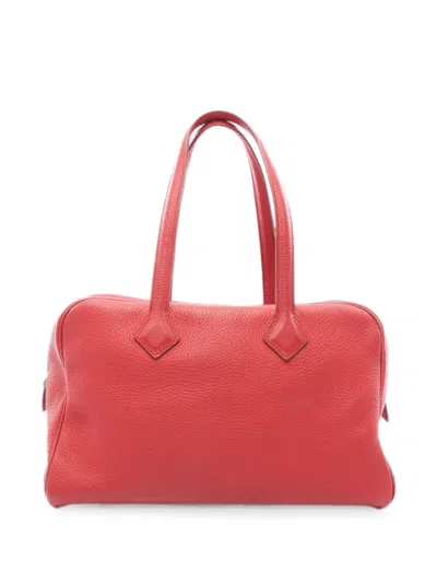 Pre-owned Hermes 2012 35 Victoria Tote Bag In Red