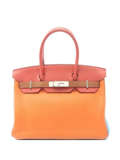 Pre-owned Hermes 2012 Arlequin Leather Tote Bag In Orange