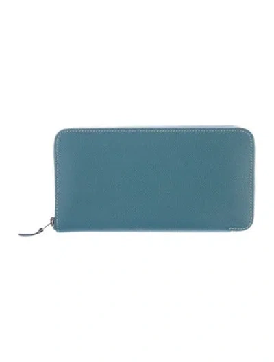 Pre-owned Hermes 2012 Azap Classic Wallet In Blue