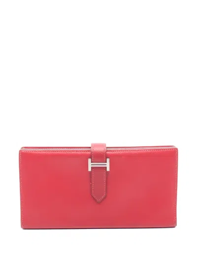 Pre-owned Hermes 2012 Bearn Wallet In Red